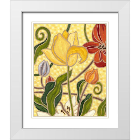 Sunny Garden II White Modern Wood Framed Art Print with Double Matting by Deans, Karen