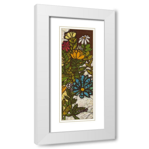 Batik Flower Panel II White Modern Wood Framed Art Print with Double Matting by Davis, Andrea