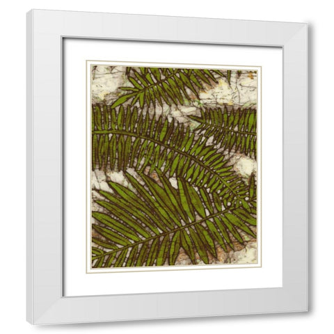Batik Frond I White Modern Wood Framed Art Print with Double Matting by Davis, Andrea