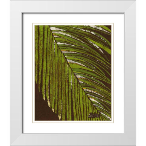 Batik Frond II White Modern Wood Framed Art Print with Double Matting by Davis, Andrea