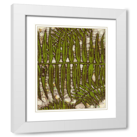 Batik Frond III White Modern Wood Framed Art Print with Double Matting by Davis, Andrea