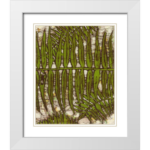 Batik Frond III White Modern Wood Framed Art Print with Double Matting by Davis, Andrea