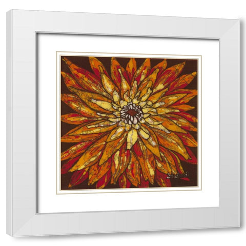 Fire Bloom IV White Modern Wood Framed Art Print with Double Matting by Davis, Andrea