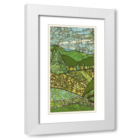 Green Landscape I White Modern Wood Framed Art Print with Double Matting by Davis, Andrea