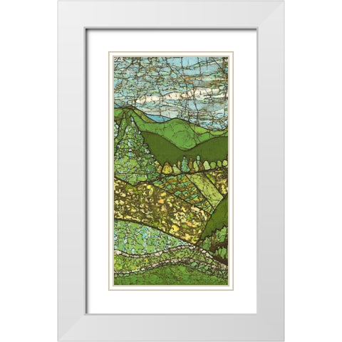 Green Landscape I White Modern Wood Framed Art Print with Double Matting by Davis, Andrea