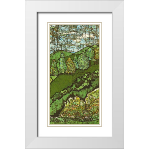 Green Landscape II White Modern Wood Framed Art Print with Double Matting by Davis, Andrea