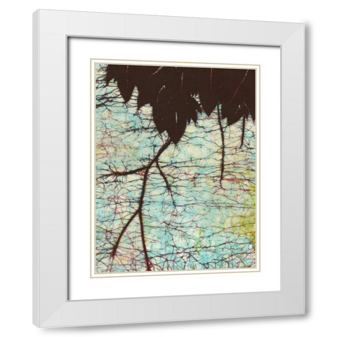 Batik Hanging Leaves II White Modern Wood Framed Art Print with Double Matting by Davis, Andrea
