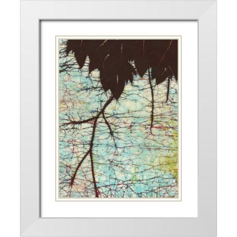 Batik Hanging Leaves II White Modern Wood Framed Art Print with Double Matting by Davis, Andrea