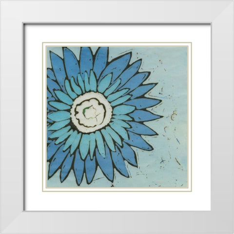Turquoise Batik Botanical III White Modern Wood Framed Art Print with Double Matting by Davis, Andrea