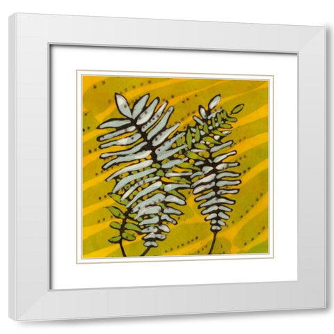 Gold Batik Botanical II White Modern Wood Framed Art Print with Double Matting by Davis, Andrea