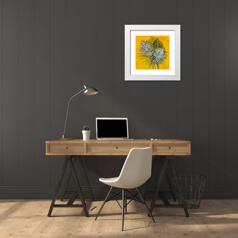 Gold Batik Botanical III White Modern Wood Framed Art Print with Double Matting by Davis, Andrea