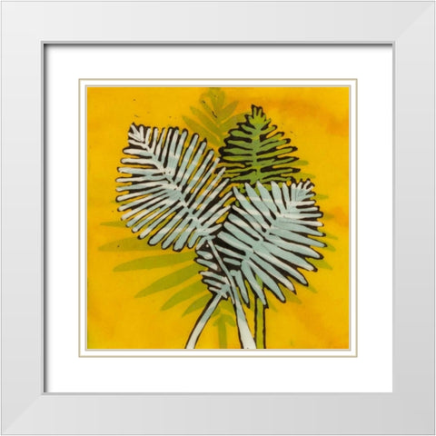 Gold Batik Botanical III White Modern Wood Framed Art Print with Double Matting by Davis, Andrea