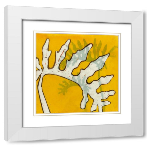 Gold Batik Botanical VI White Modern Wood Framed Art Print with Double Matting by Davis, Andrea