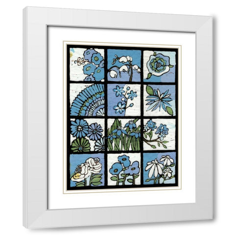 Asure Botanical I 12-Patch White Modern Wood Framed Art Print with Double Matting by Davis, Andrea