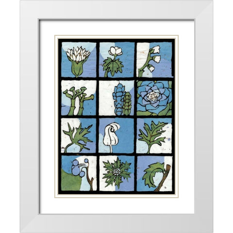 Asure Botanical II 12-Patch White Modern Wood Framed Art Print with Double Matting by Davis, Andrea