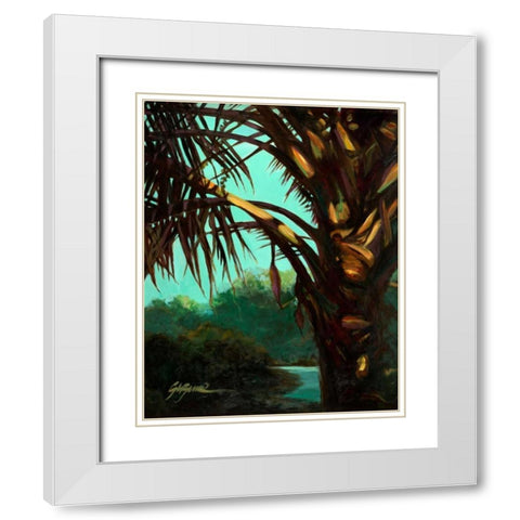 Dark Palm White Modern Wood Framed Art Print with Double Matting by Wilkins, Suzanne