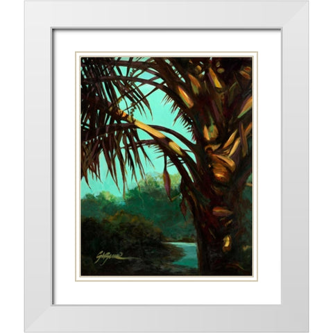 Dark Palm White Modern Wood Framed Art Print with Double Matting by Wilkins, Suzanne