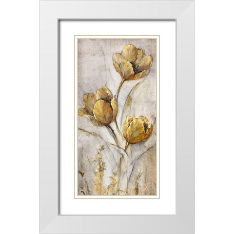 Golden Poppies on Taupe I White Modern Wood Framed Art Print with Double Matting by OToole, Tim