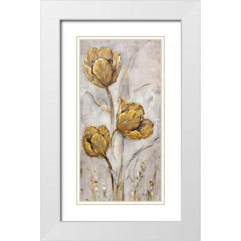 Golden Poppies on Taupe II White Modern Wood Framed Art Print with Double Matting by OToole, Tim