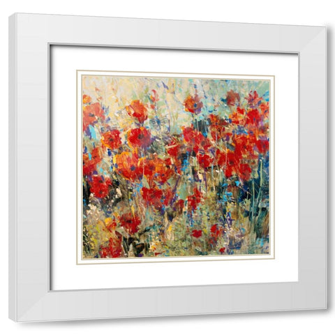 Red Poppy Field II White Modern Wood Framed Art Print with Double Matting by OToole, Tim