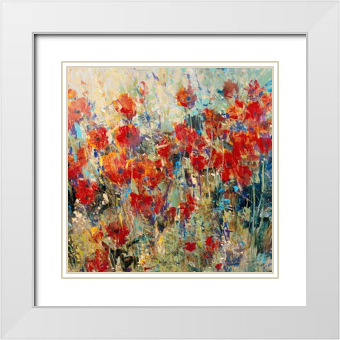 Red Poppy Field II White Modern Wood Framed Art Print with Double Matting by OToole, Tim