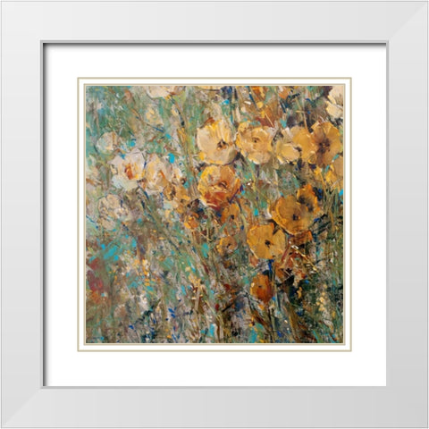Amber Poppy Field I White Modern Wood Framed Art Print with Double Matting by OToole, Tim
