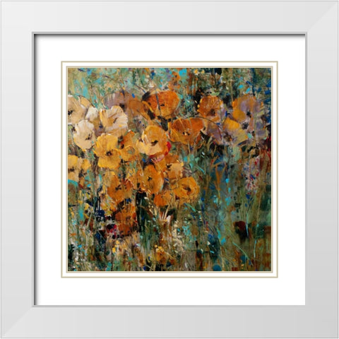 Amber Poppy Field II White Modern Wood Framed Art Print with Double Matting by OToole, Tim