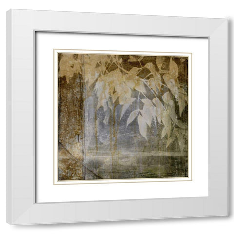 Fluttering Leaves I White Modern Wood Framed Art Print with Double Matting by Goldberger, Jennifer