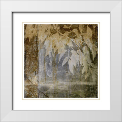 Fluttering Leaves I White Modern Wood Framed Art Print with Double Matting by Goldberger, Jennifer