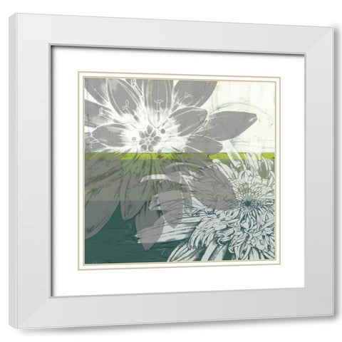 Graphic Blooms I White Modern Wood Framed Art Print with Double Matting by Goldberger, Jennifer