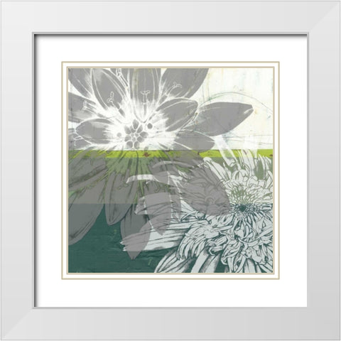 Graphic Blooms I White Modern Wood Framed Art Print with Double Matting by Goldberger, Jennifer