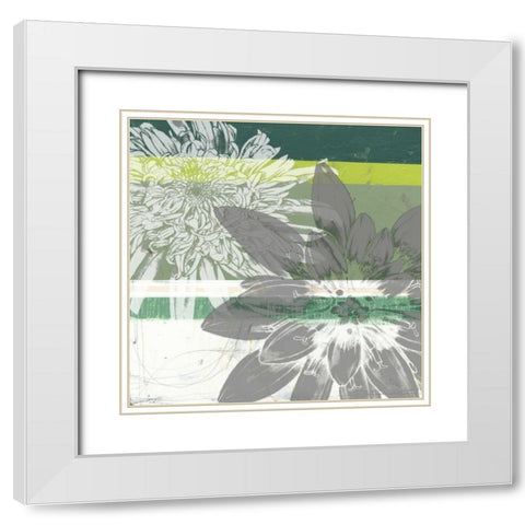 Graphic Blooms II White Modern Wood Framed Art Print with Double Matting by Goldberger, Jennifer