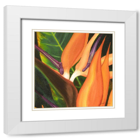 Bird of Paradise Tile I White Modern Wood Framed Art Print with Double Matting by Higby, Jason