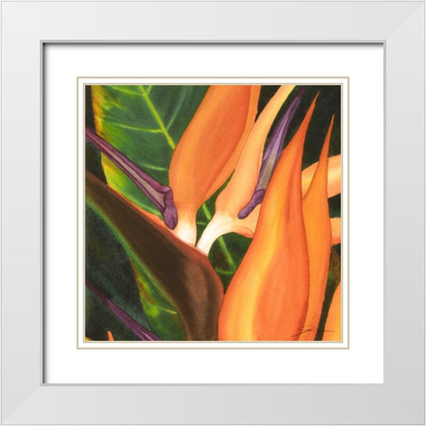 Bird of Paradise Tile I White Modern Wood Framed Art Print with Double Matting by Higby, Jason