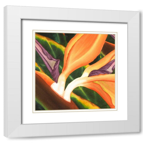 Bird of Paradise Tile III White Modern Wood Framed Art Print with Double Matting by Higby, Jason