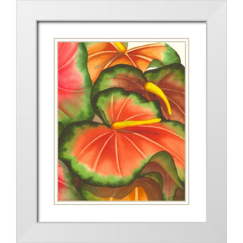 Anthuria II White Modern Wood Framed Art Print with Double Matting by Higby, Jason