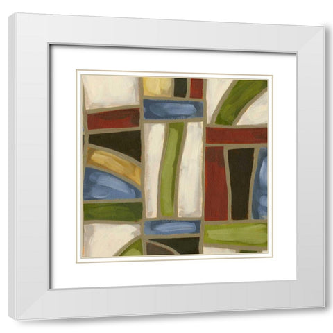 Stained Glass Abstraction II White Modern Wood Framed Art Print with Double Matting by Deans, Karen