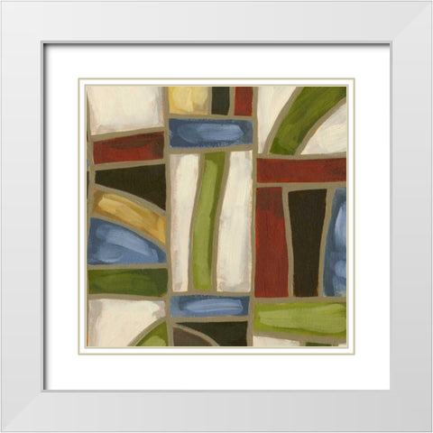 Stained Glass Abstraction II White Modern Wood Framed Art Print with Double Matting by Deans, Karen