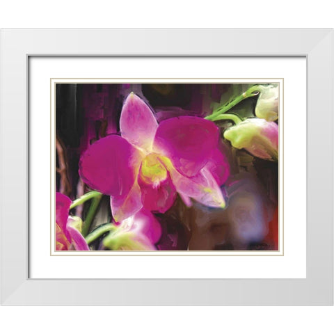 Painterly Flower V White Modern Wood Framed Art Print with Double Matting by Henry, Lola