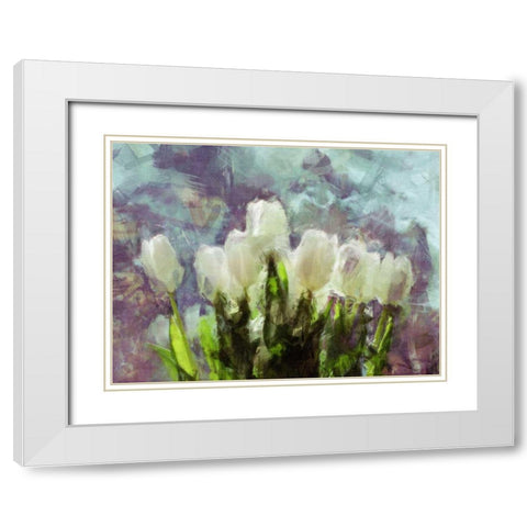 Sunlit Tulips II White Modern Wood Framed Art Print with Double Matting by Bay, Noah