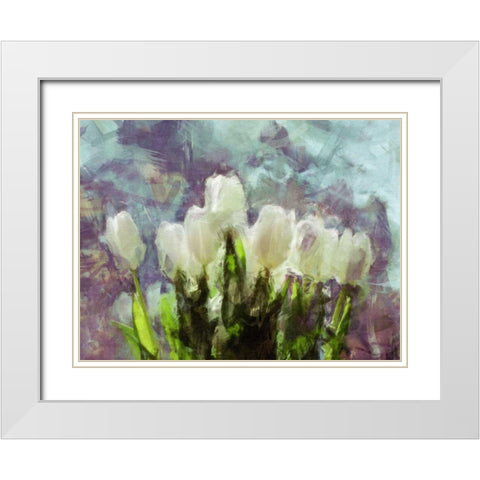 Sunlit Tulips II White Modern Wood Framed Art Print with Double Matting by Bay, Noah