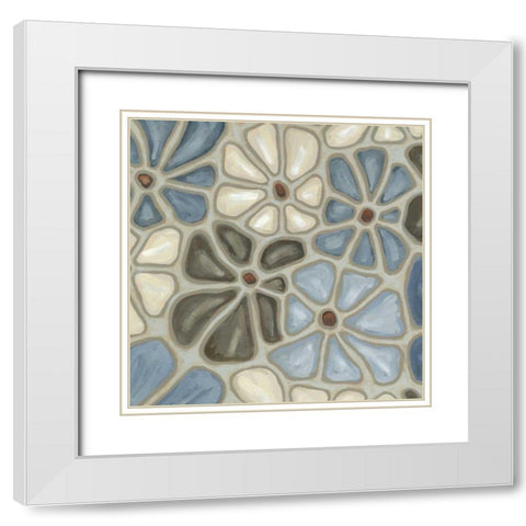 Tiled Petals II White Modern Wood Framed Art Print with Double Matting by Deans, Karen
