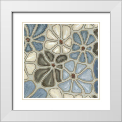 Tiled Petals II White Modern Wood Framed Art Print with Double Matting by Deans, Karen