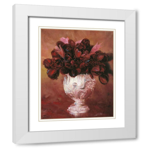 Floral Still Life II White Modern Wood Framed Art Print with Double Matting by Bo, Li