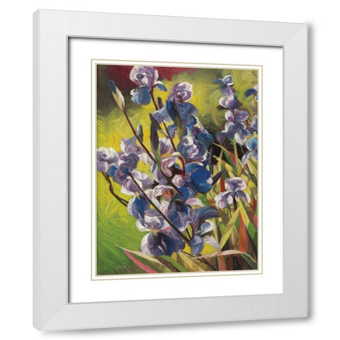 Iris Garden I White Modern Wood Framed Art Print with Double Matting by Bo, Li