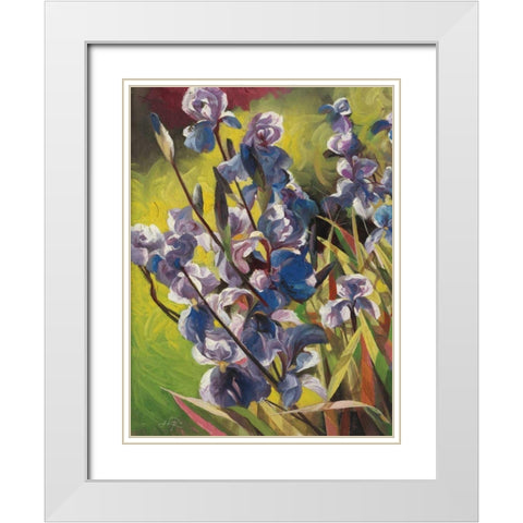 Iris Garden I White Modern Wood Framed Art Print with Double Matting by Bo, Li