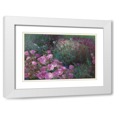 Violet Garden White Modern Wood Framed Art Print with Double Matting by Bo, Li