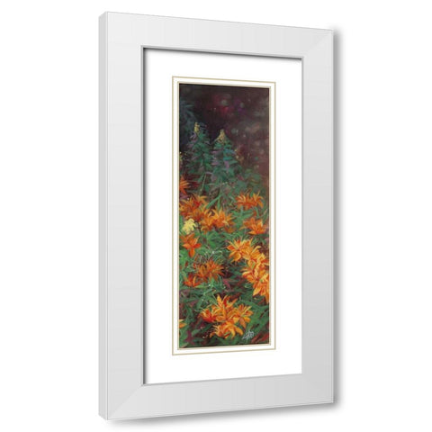 Wild Lily Garden II White Modern Wood Framed Art Print with Double Matting by Bo, Li