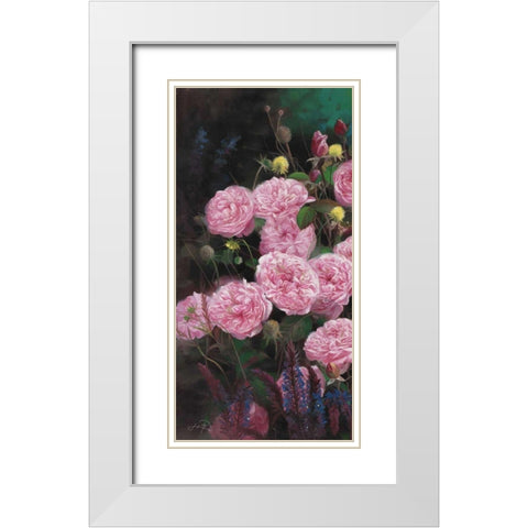 Rose Garden I White Modern Wood Framed Art Print with Double Matting by Bo, Li