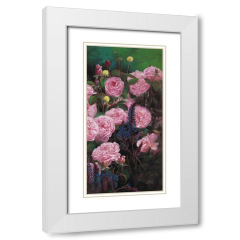 Rose Garden II White Modern Wood Framed Art Print with Double Matting by Bo, Li